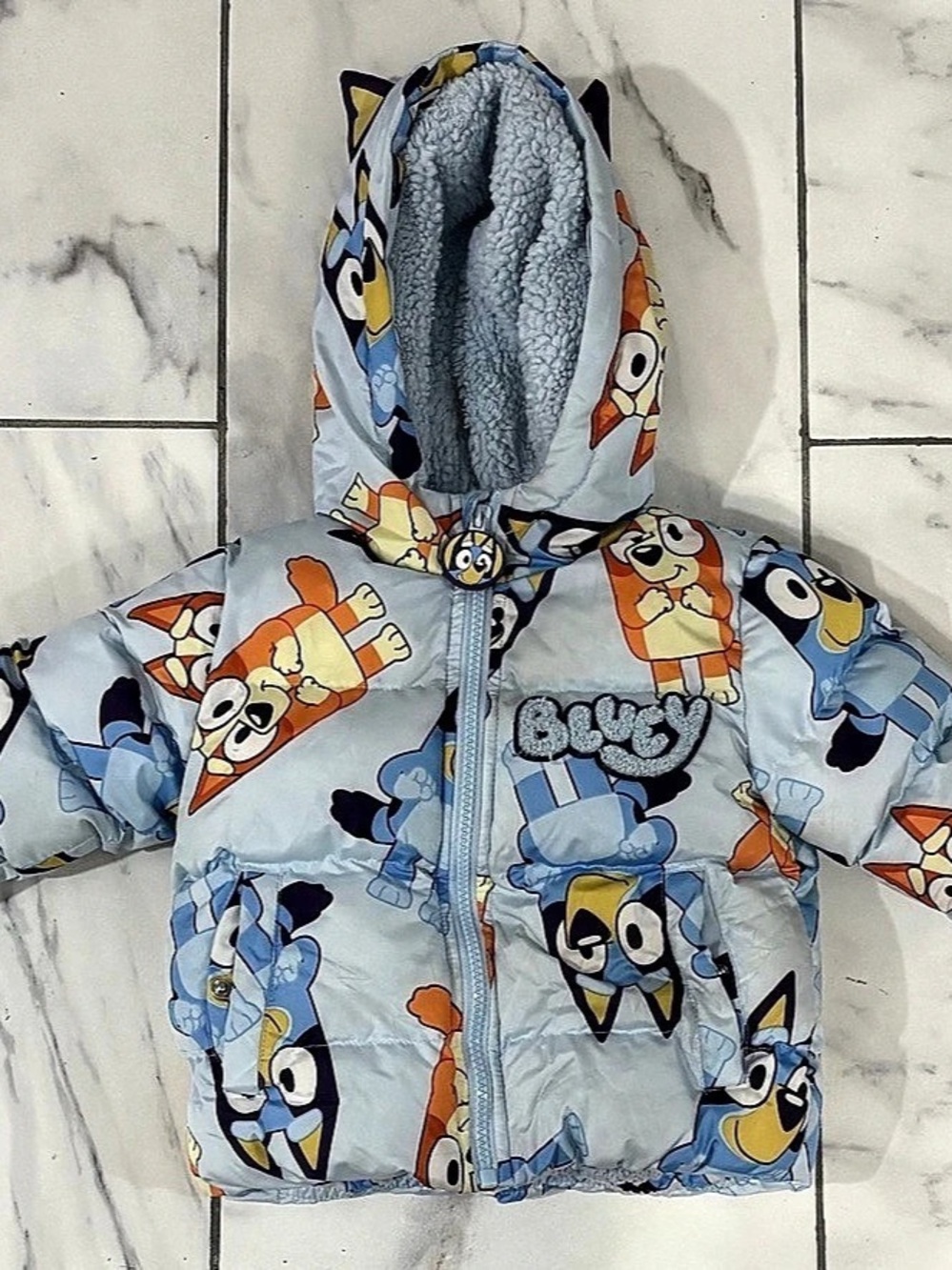 Disney Bluey Girls 2T Blue Puffer Jacket Like New